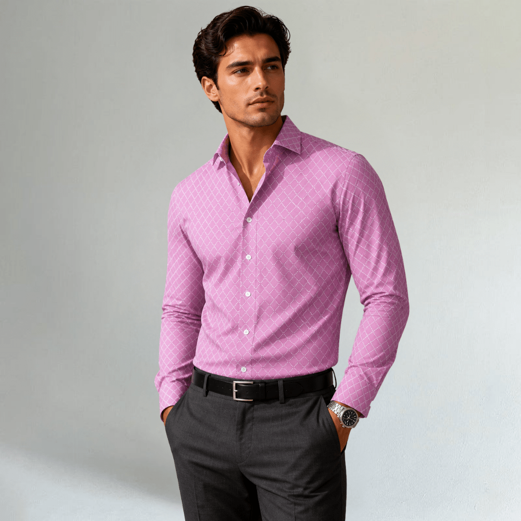 Geometric Print Button Down Shirt - Montford & Co