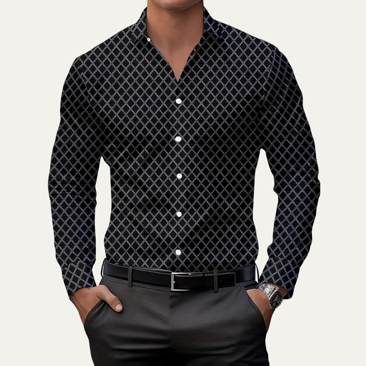 Geometric Print Button Down Shirt - Montford & Co