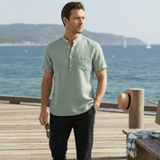 Glasgow Casual Cotton Linen Henley Shirt - Montford & Co