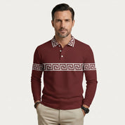 Greek Key Print Casual Lightweight Polo Shirt - Montford & Co