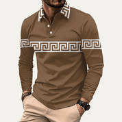 Greek Key Print Casual Lightweight Polo Shirt - Montford & Co