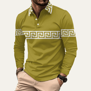 Greek Key Print Casual Lightweight Polo Shirt - Montford & Co