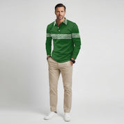 Greek Key Print Casual Slim Fit Polo Shirt - Montford & Co