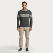 Greek Key Print Casual Slim Fit Polo Shirt - Montford & Co
