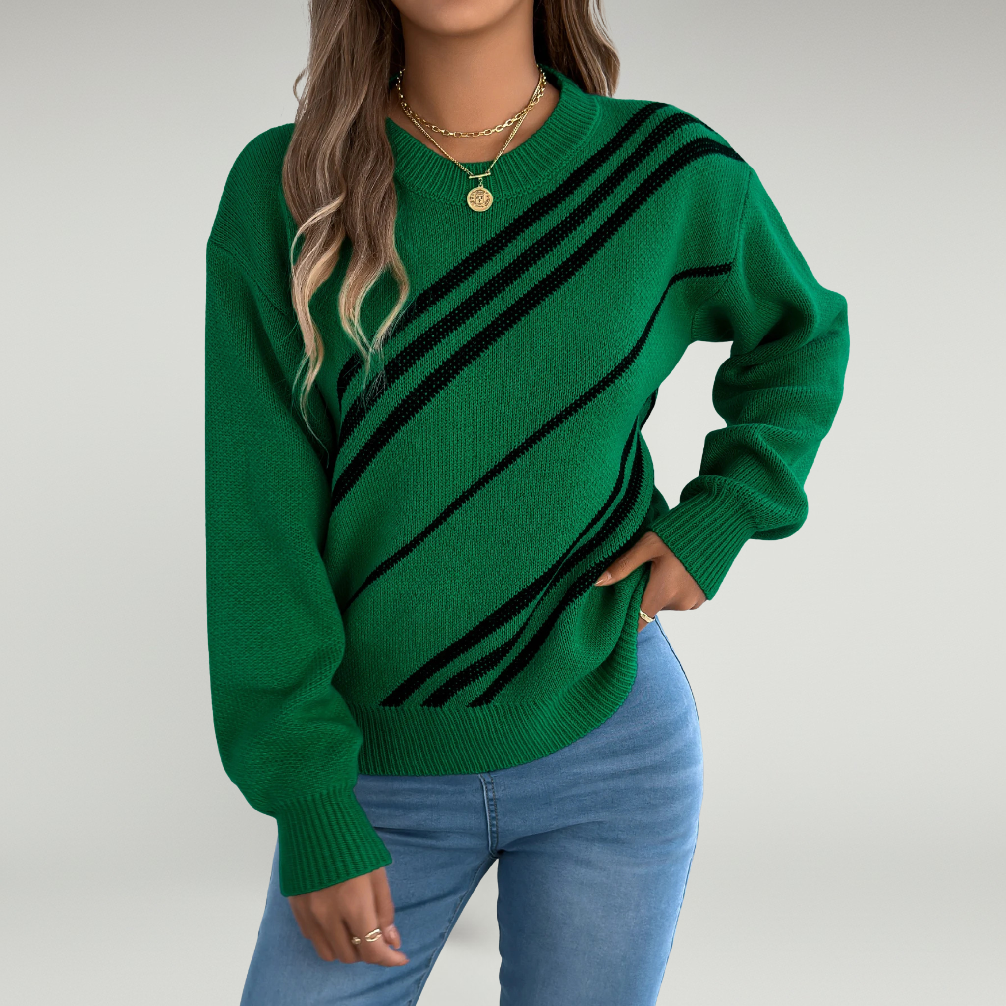 Cozy Color Block Sweater – Stylish Warmth for Winter Outings - 2