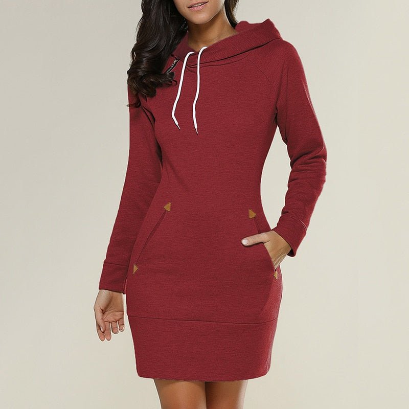 Sweater Dress – Hooded Style – Casual Everyday Look