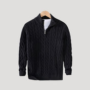 Half - Zip Cable Knit Sweater - Montford & Co
