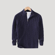 Half - Zip Cable Knit Sweater - Montford & Co