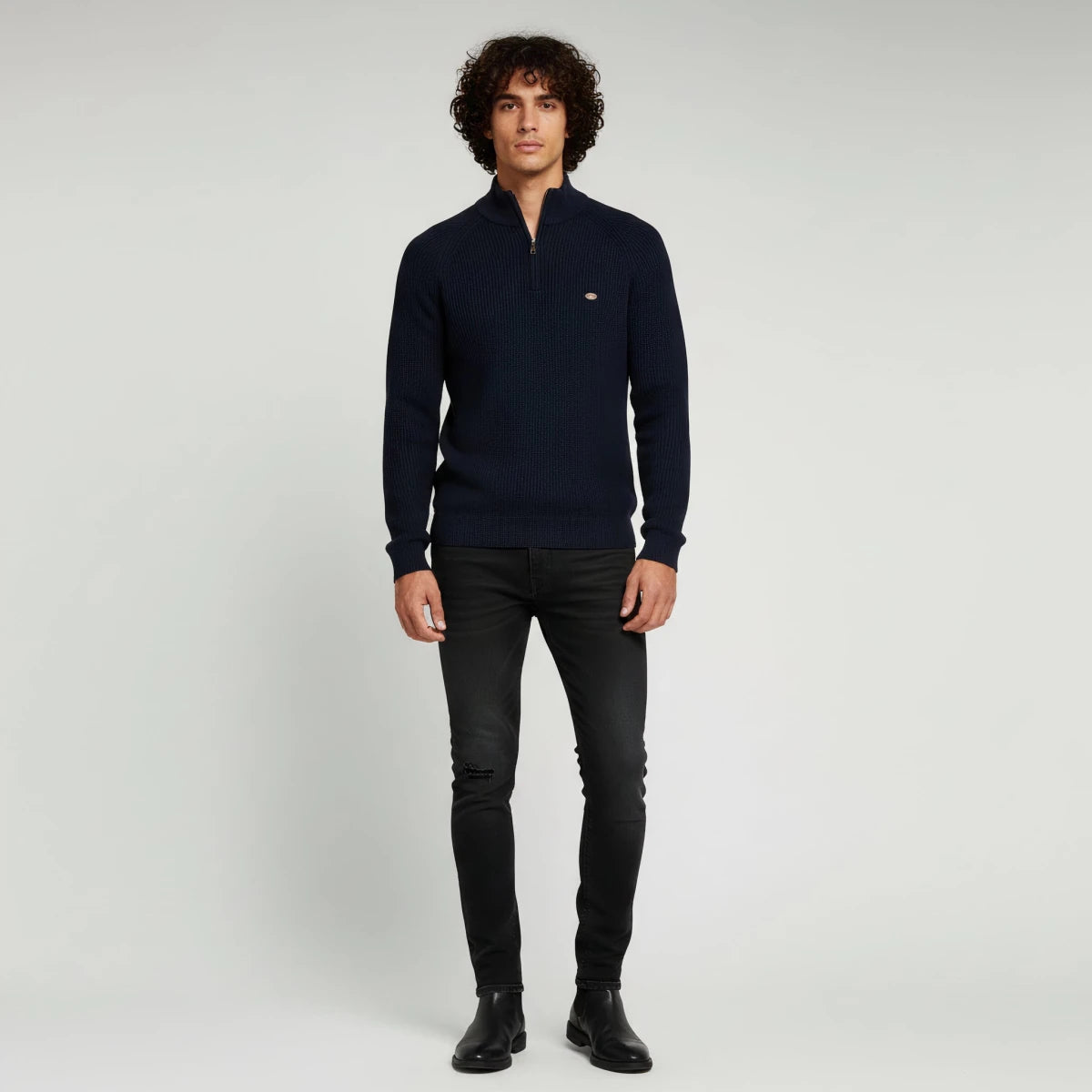 Half Zip Jumper in Wool Blend Top - Montford & Co