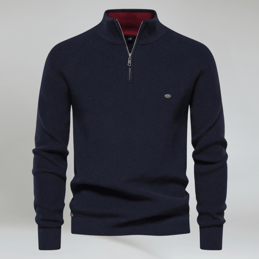 Half Zip Jumper in Wool Blend Top - Montford & Co