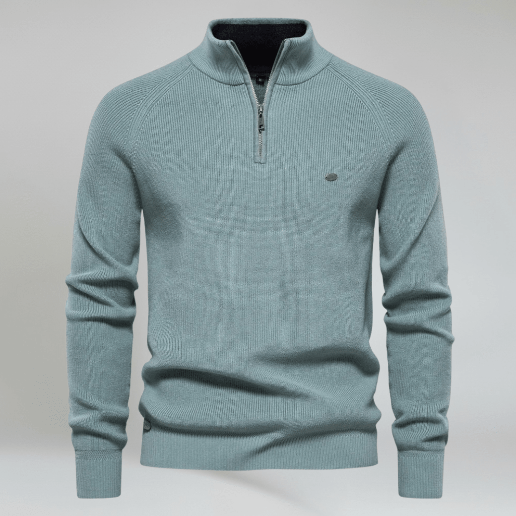 Half Zip Jumper in Wool Blend Top - Montford & Co