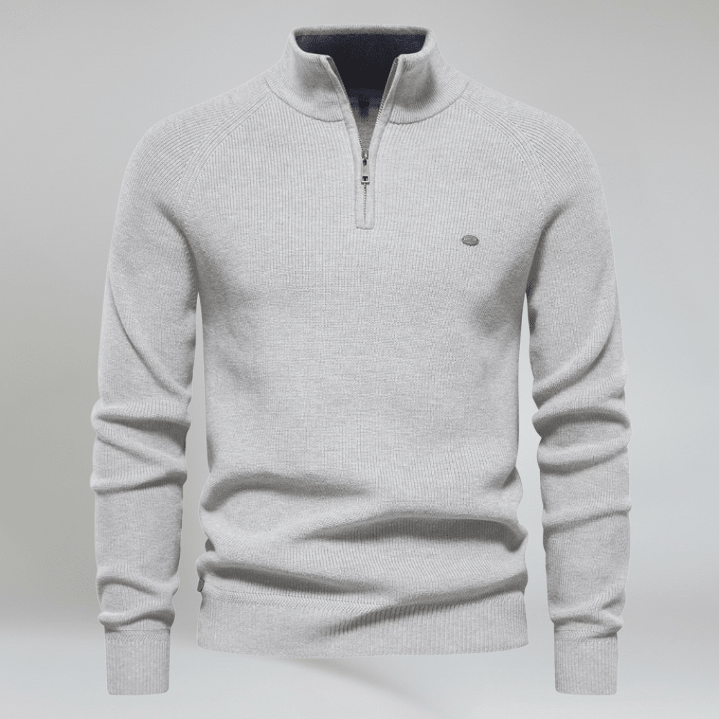 Half Zip Jumper in Wool Blend Top - Montford & Co