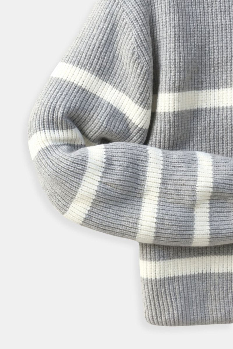 Half Zip Striped Wool Blend Sweater - Montford & Co