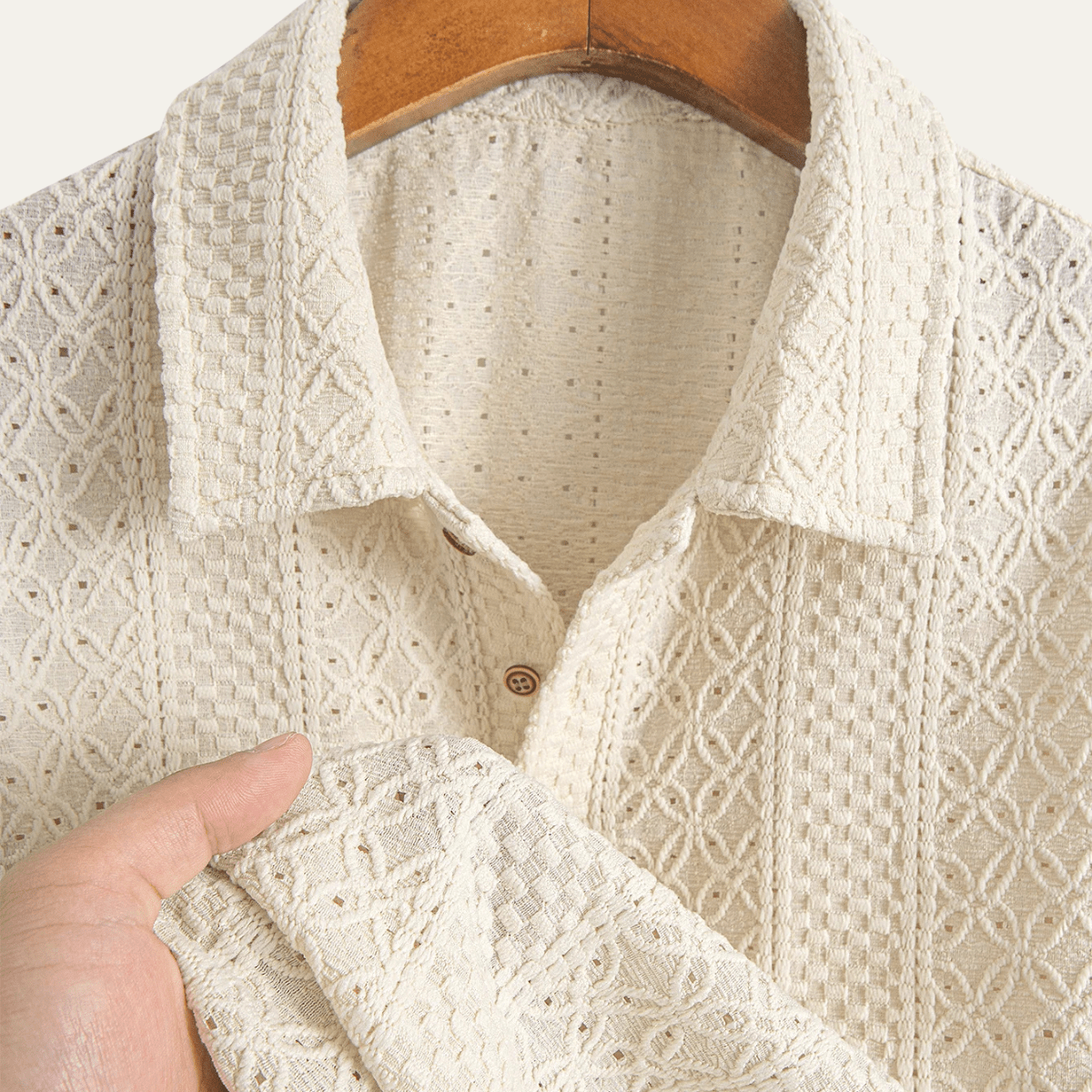 Jacquard Textured Casual Knitted Polo Shirt - Montford & Co