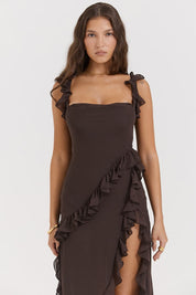 Maxi Dress – Ruffled Trim – Elegant Evening Gown
