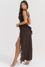 Maxi Dress – Ruffled Trim – Elegant Evening Gown