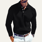 Long Sleeve Polo Shirt with Ribbed Texture - Montford & Co