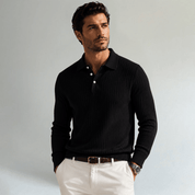Long Sleeve Polo Shirt with Ribbed Texture - Montford & Co