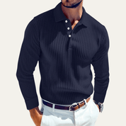 Long Sleeve Polo Shirt with Ribbed Texture - Montford & Co