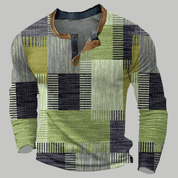 Long Sleeve Polo Shirt with Textured Patchwork Design - Montford & Co