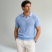 Luxury Knitted V Neck Polo Shirt - Montford & Co