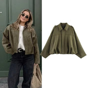 Cropped Jacket – Suede Look – Casual Street Style
