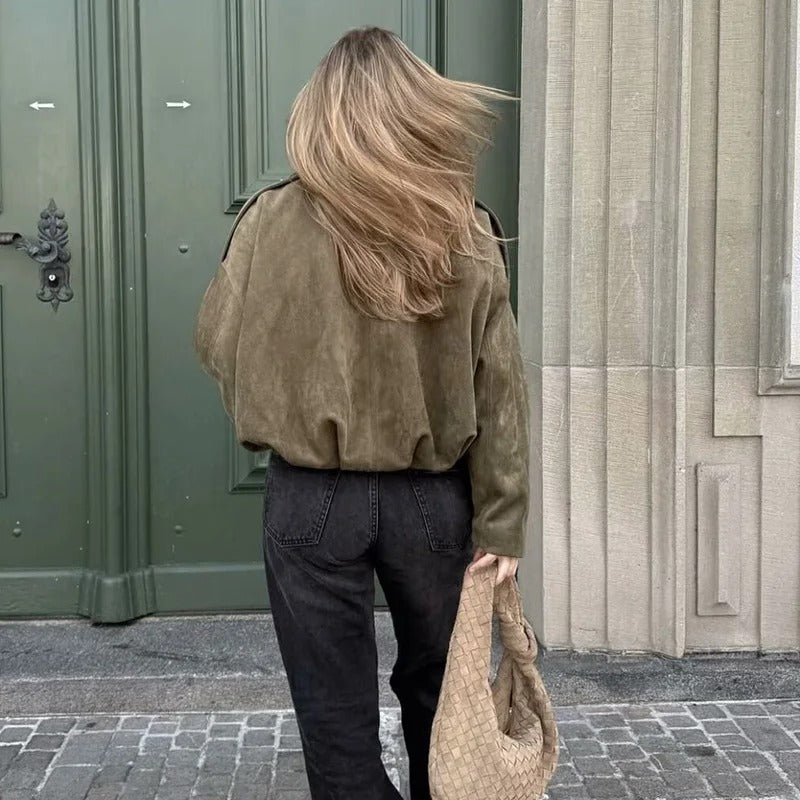 Cropped Jacket – Suede Look – Casual Street Style