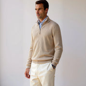 Quarter Zip Sweater Classic Knitted Wool Design - Montford & Co