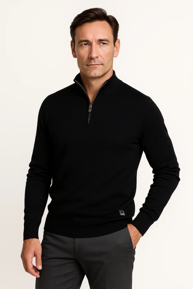 Quarter Zip Sweater Cotton Blend Classic Fit - Montford & Co