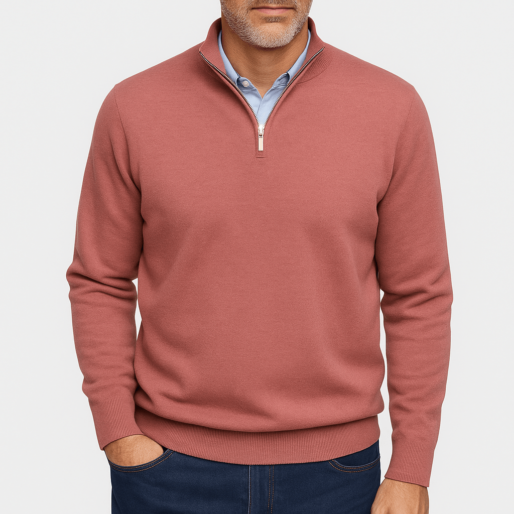 Quarter Zip Sweater Lightweight Knit Top - Montford & Co