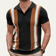 Retro Striped Knit Casual Polo Shirt - Montford & Co
