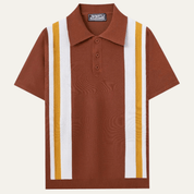 Retro Striped Knit Casual Polo Shirt - Montford & Co