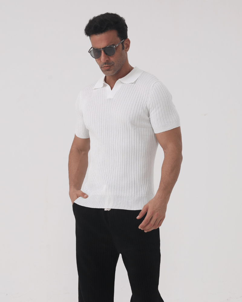 Ribbed Cotton Polo Shirt - Montford & Co