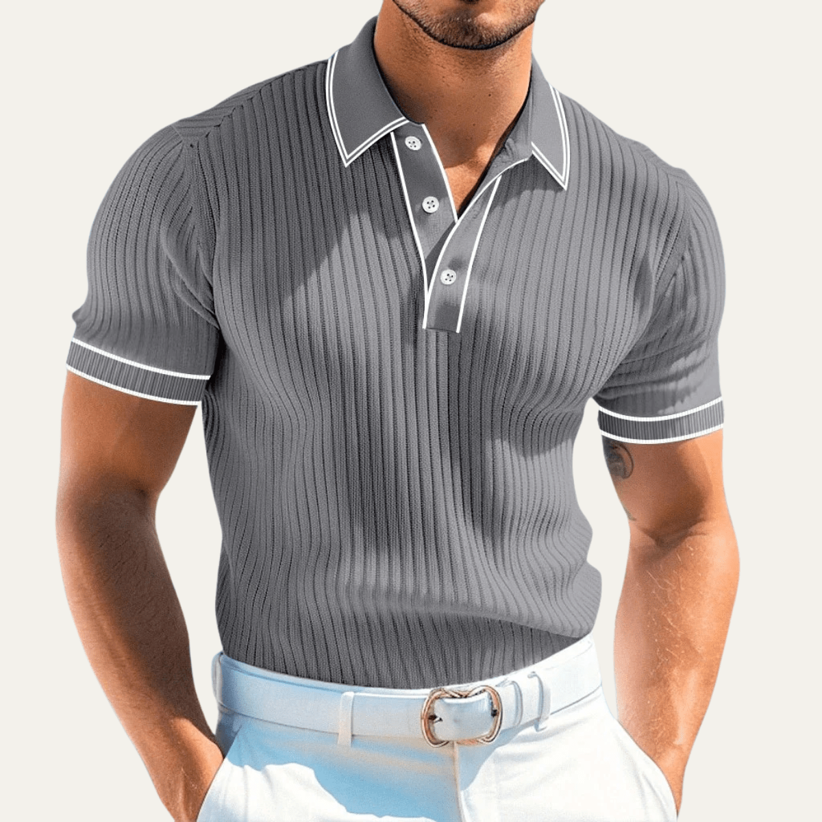 Ribbed Knit Business Polo Shirt - Montford & Co