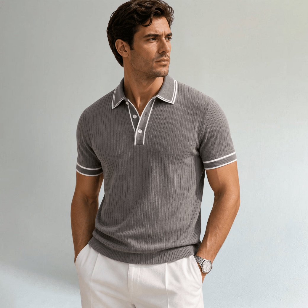Ribbed Knit Business Polo Shirt - Montford & Co