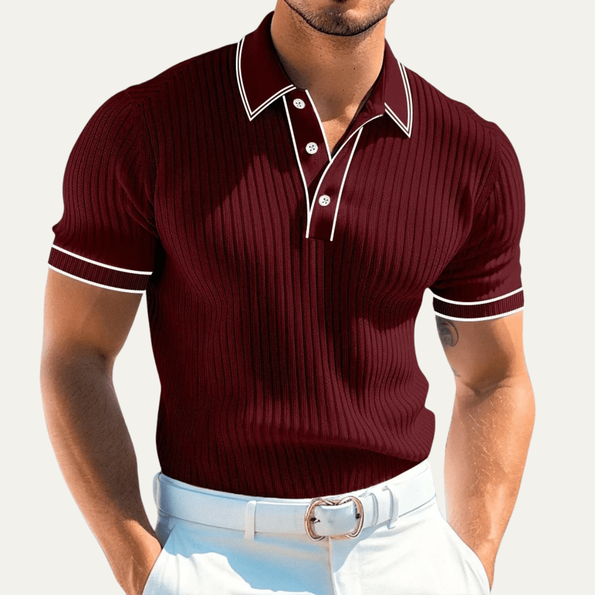 Ribbed Knit Business Polo Shirt - Montford & Co