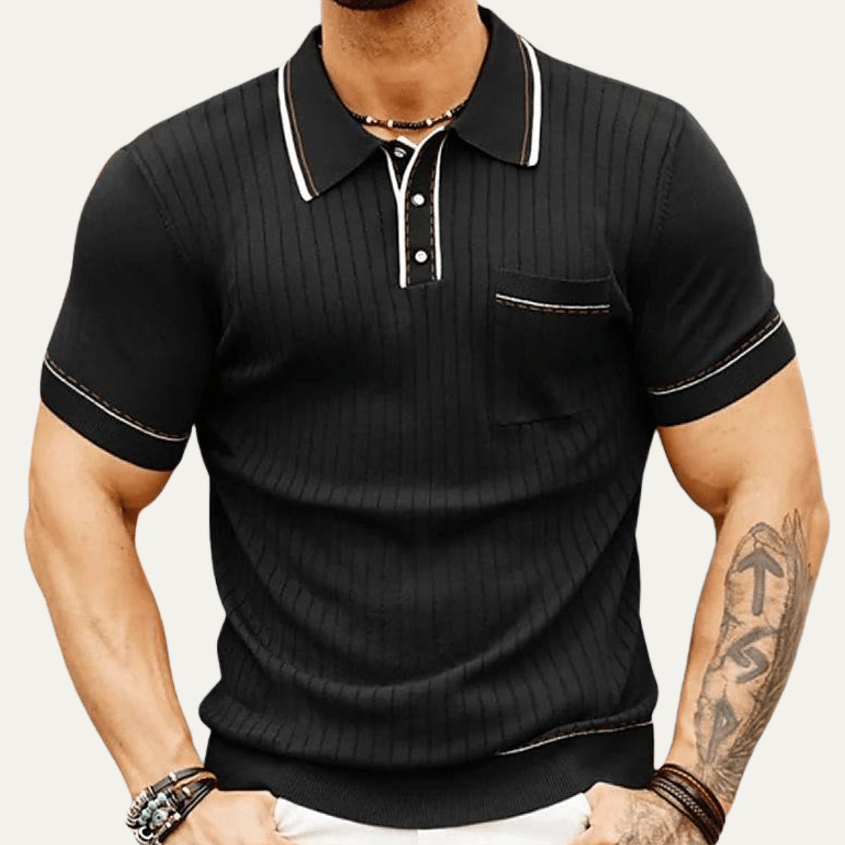 Ribbed Knit Business Polo Shirt - Montford & Co