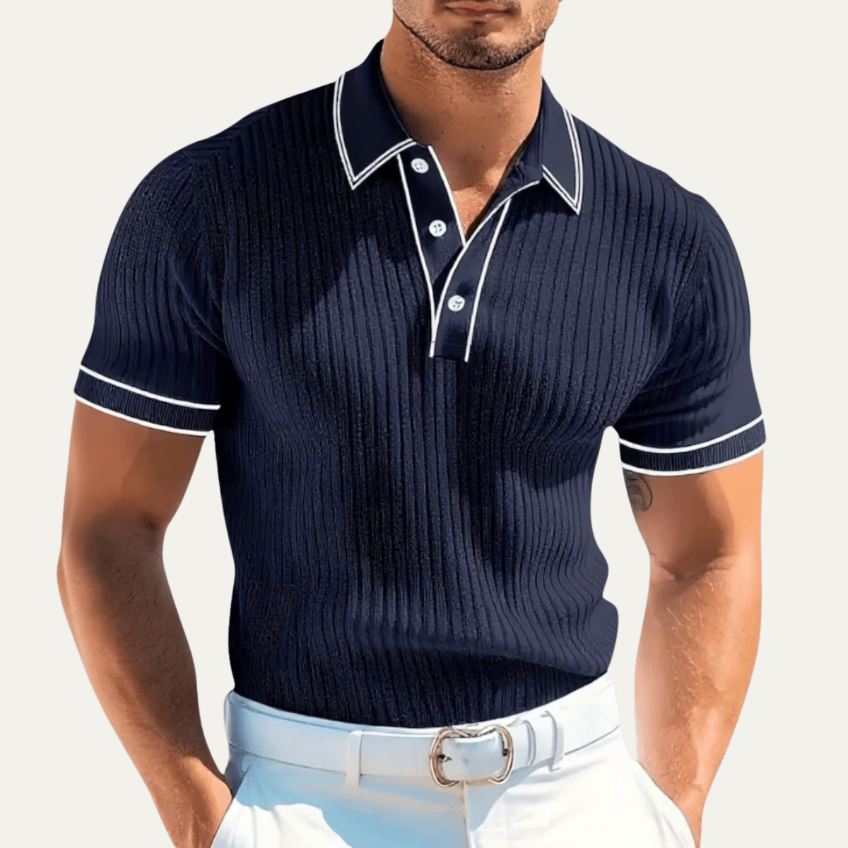 Ribbed Knit Business Polo Shirt - Montford & Co