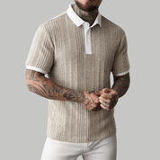 Ribbed Knit Casual Polo Shirt - Montford & Co