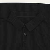 Ribbed Knitted Long Sleeve Polo Shirt - Montford & Co