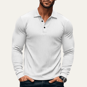 Ribbed Knitted Long Sleeve Polo Shirt - Montford & Co