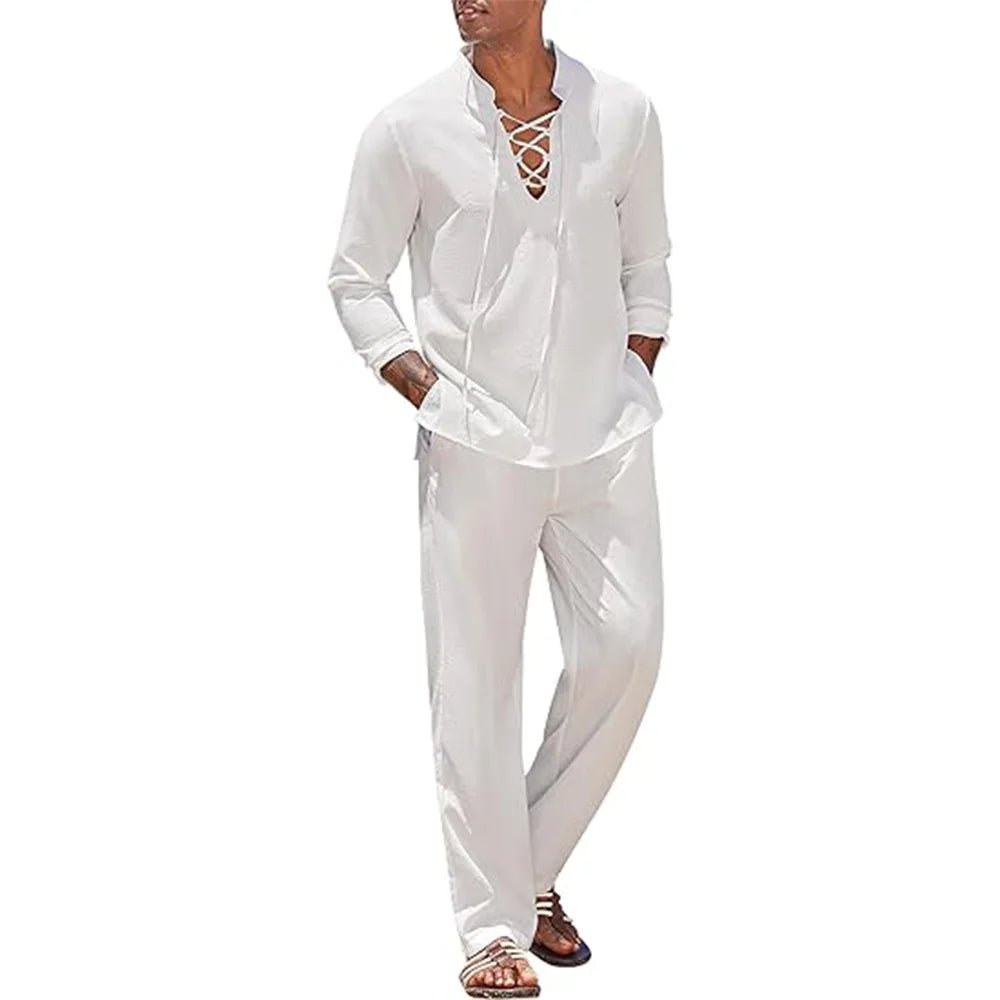 Set – Mens – All Season – Men's Cotton Shirt and Pants Suit – Montford Co - Montford & Co