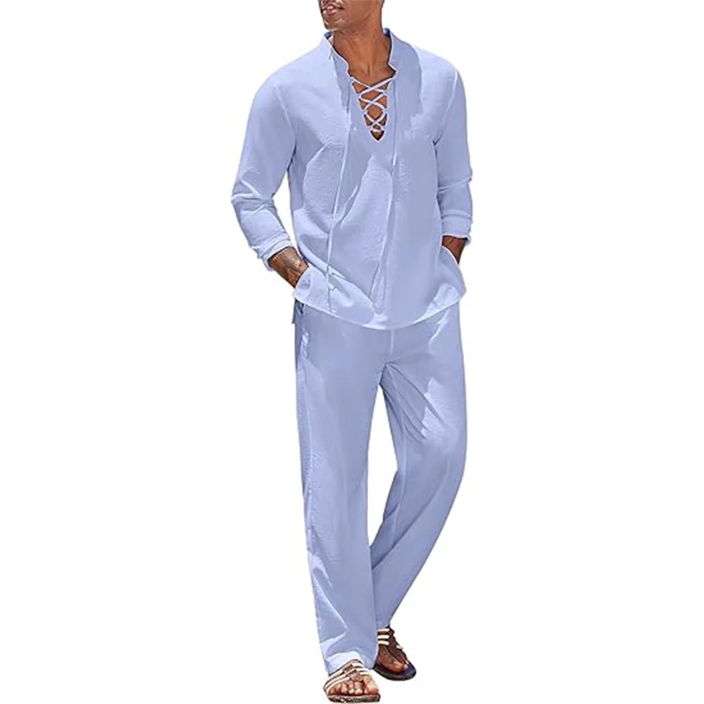 Set – Mens – All Season – Men's Cotton Shirt and Pants Suit – Montford Co - Montford & Co