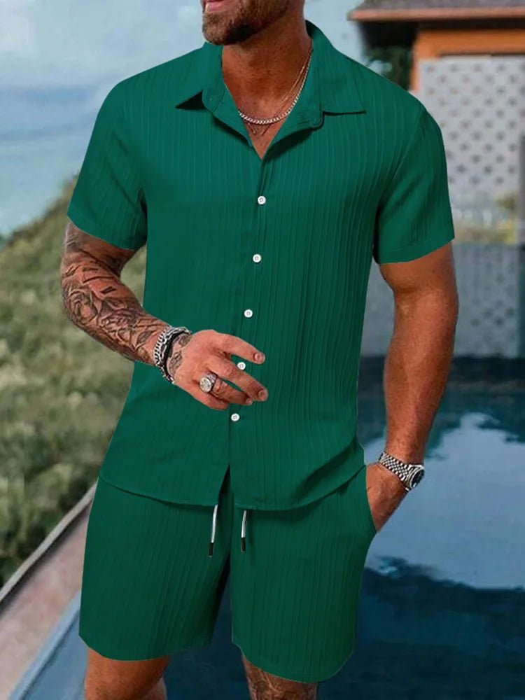 Set – Mens – Spring &amp; Summer – Men's Polo Casual Solid Color Sports Suit – Montford Co - Montford & Co