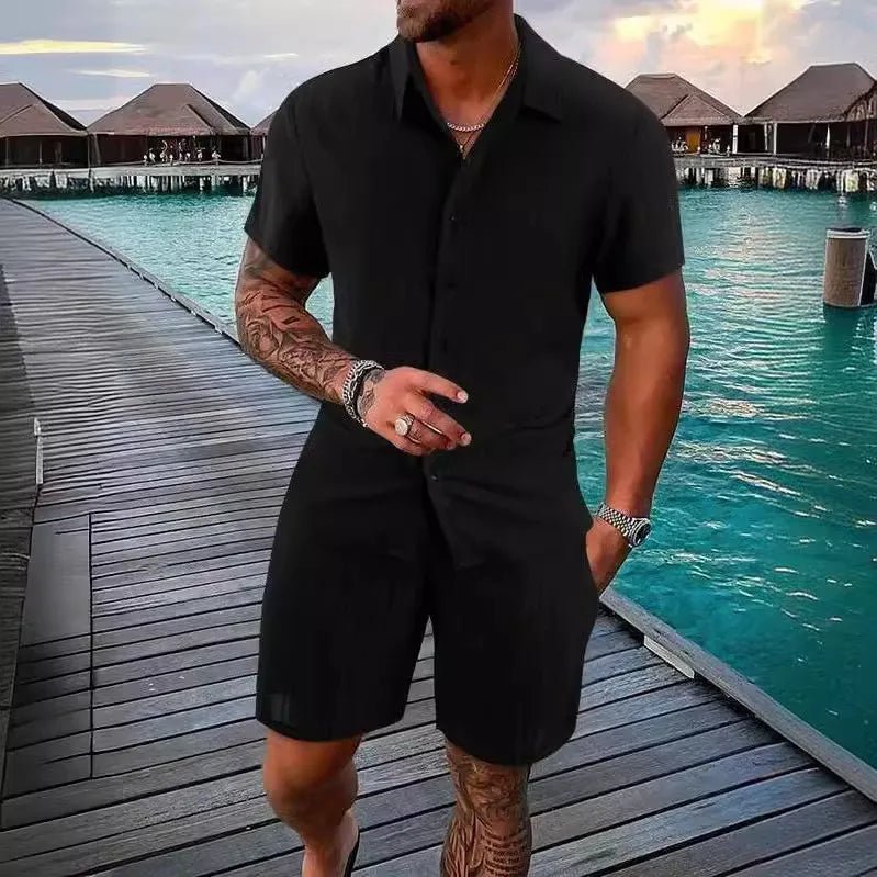 Set – Mens – Spring &amp; Summer – Men's Polo Casual Solid Color Sports Suit – Montford Co - Montford & Co