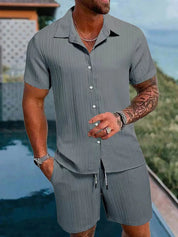 Set – Mens – Spring &amp; Summer – Men's Polo Casual Solid Color Sports Suit – Montford Co - Montford & Co