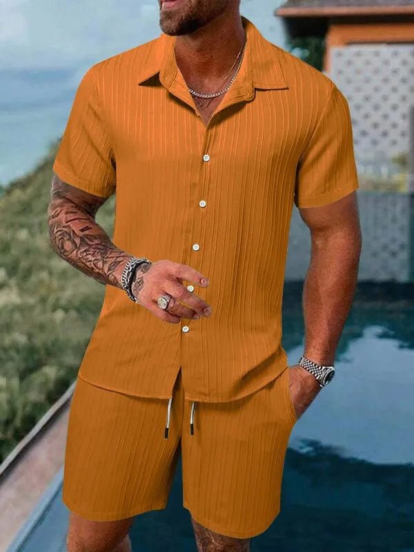 Set – Mens – Spring &amp; Summer – Men's Polo Casual Solid Color Sports Suit – Montford Co - Montford & Co