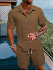 Set – Mens – Spring &amp; Summer – Men's Polo Casual Solid Color Sports Suit – Montford Co - Montford & Co