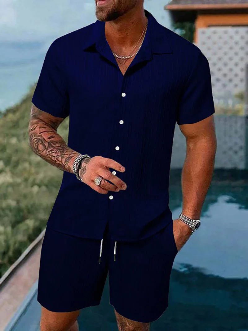 Set – Mens – Spring &amp; Summer – Men's Polo Casual Solid Color Sports Suit – Montford Co - Montford & Co