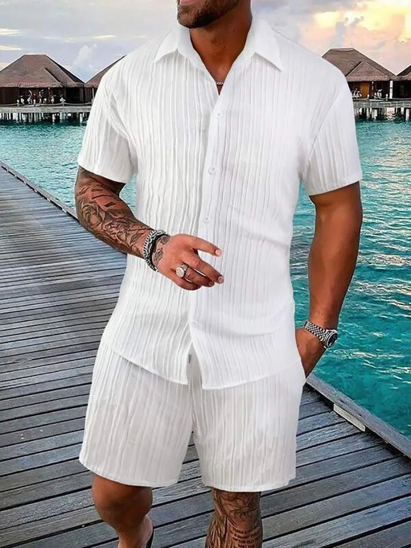 Set – Mens – Spring &amp; Summer – Men's Polo Casual Solid Color Sports Suit – Montford Co - Montford & Co